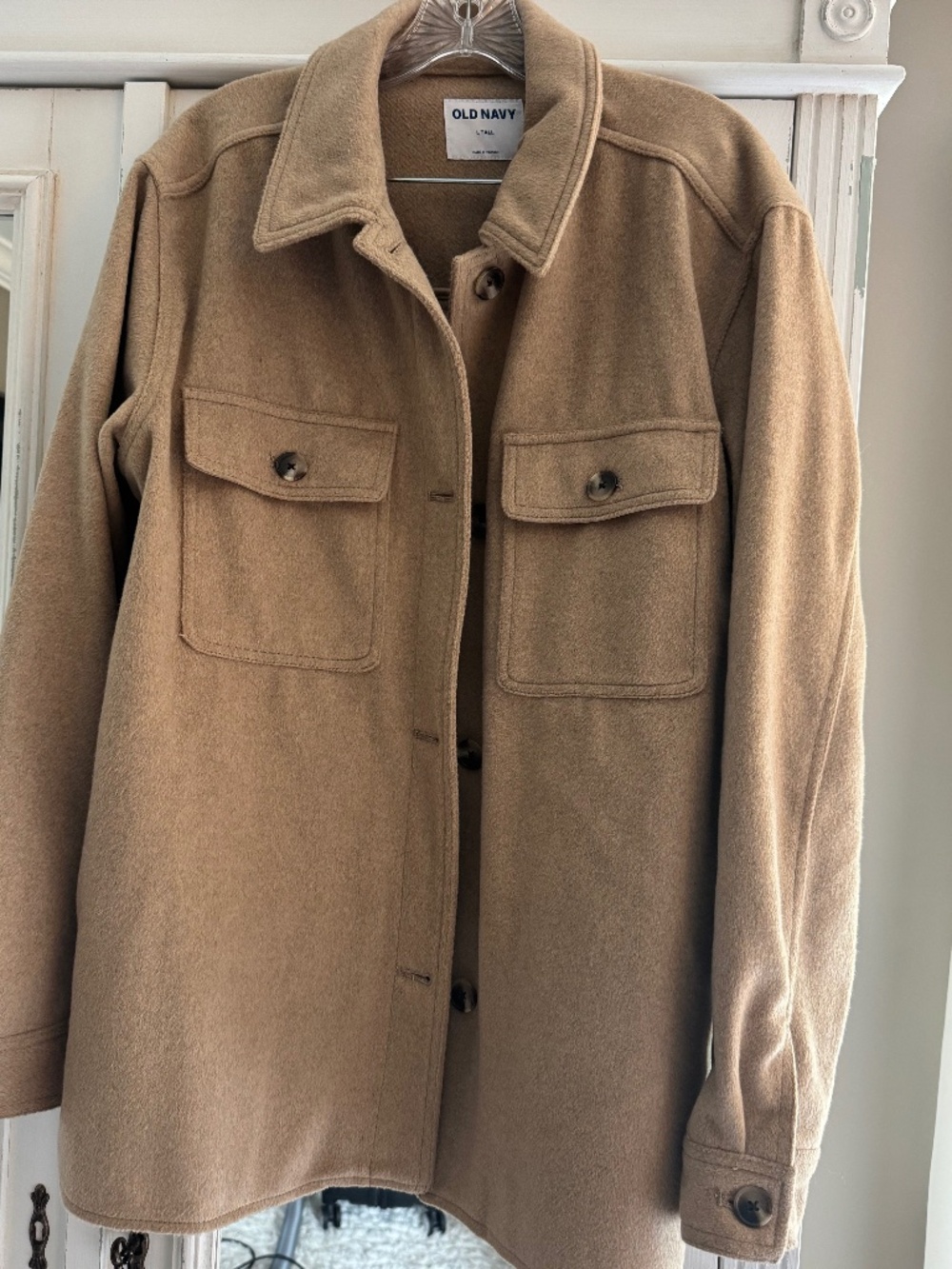 OLD NAVY light caramel tan shacket. Size Large